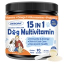 ZEBORA Poudre multivitamine de chien avec Glucosamine, Vitamines de chien et suppléments pour le soutien immunitaire, la peau et le supplément de manteau avec Omega 3 pour le soulagement de l'allergie, probiotiques pour la santé digestive et Gut