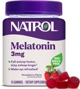 Natrol Melatonin Gummies, soutien du sommeil pour les adultes, supplément de mélatonine de 3 mg pour dormir, 70 gummes aromatisés aux fraises, jusqu'à 70 jours