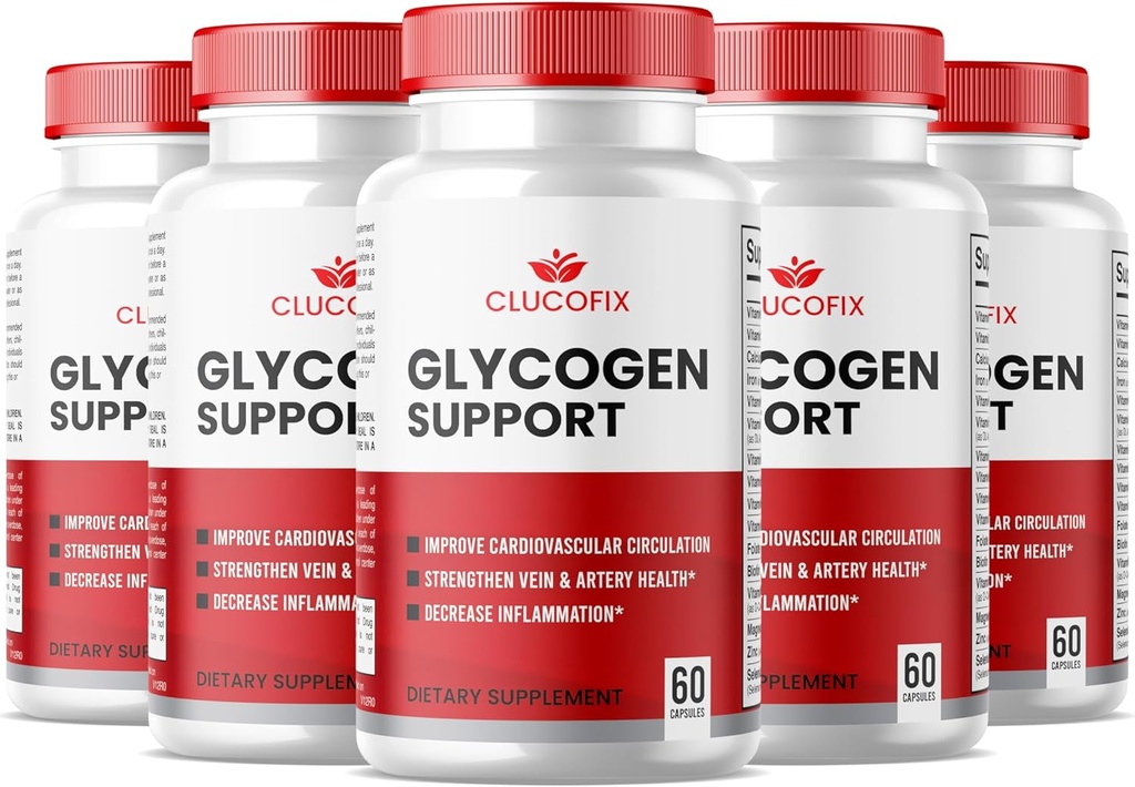 (5 Pack) ClucoFix Glycogen Capsules de soutien - ClucoFix Glycogen Santé et bien-être Suppléments de soutien multivitamines Pills - ClucoFix Glycogen - ClucoFix Glyco Advanced Formula Support Reviews