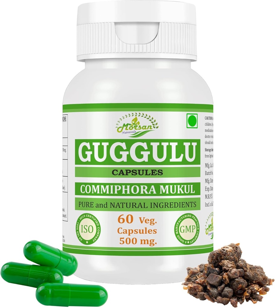 Capsules d'extraits naturels et purs à base de plantes COMMIPHORA Mukul (Guggulu)