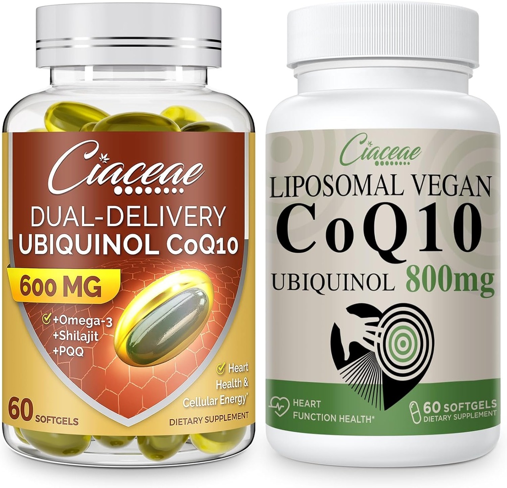 Liposomique CoQ10 800mg 1PCS avec Ubiquinol CoQ10 600 MG Softgels avec Omega-3 & Shilajit & PQQ 1PCS