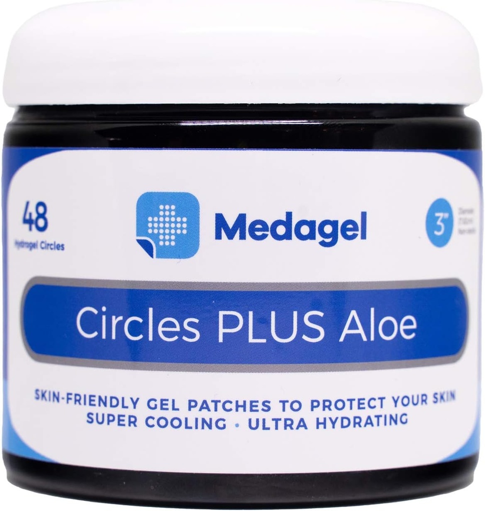 Circles Plus Aloe Hydrogel Pads Refroidissement instantané et soulagement apaisant pour la douleur de soins infirmiers, Blisters, Bug Bites, Brûlures Mineurs et Chafing.