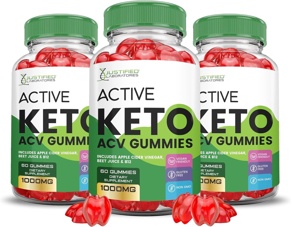 (3 Pack) Keto actif Gommies de vinaigre de cidre de pomme Formule avancée 1000MG ActiveKeto Gommies de cidre de pomme formule avec le jus de betterave grenade poudre B12 végétalien non OGM 180 Gommys