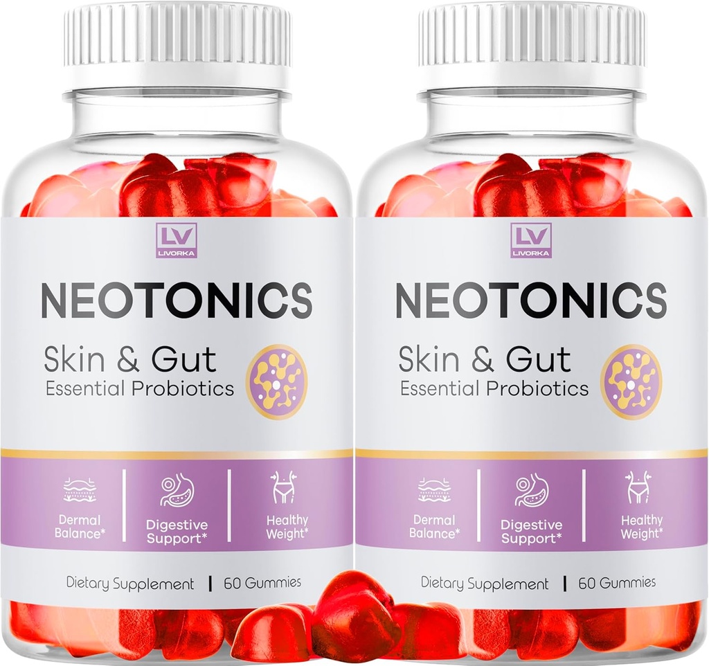 (2 Pack) Néotoniques Peau et Gut Gummies, Néotoniques Peau et Gut Probiotiques essentiels Gummies, Néotoniques Peau et Gut Gummies Critiques, Néotoniques Revues, Néotoniques Gummies, 120 Gummies pendant 2 mois