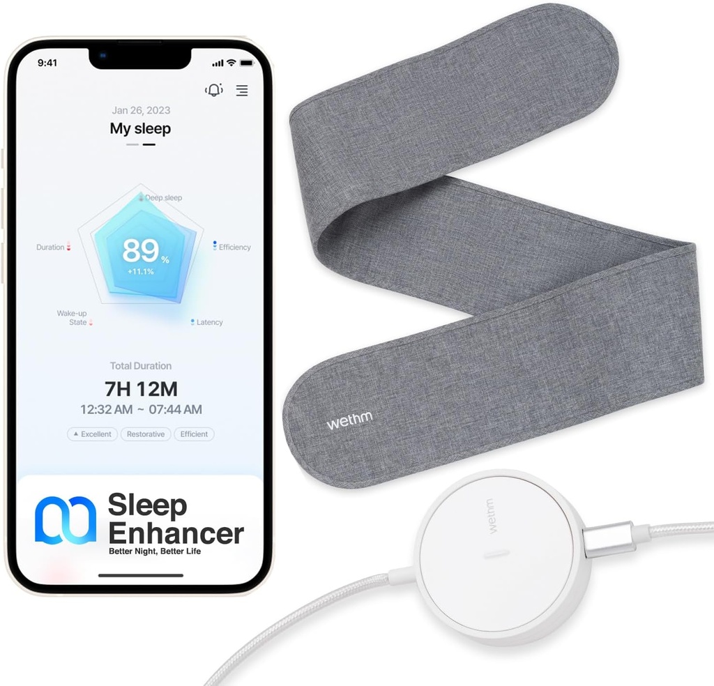 Enhancer de sommeil innovant - Pad de suivi du sommeil sans contact avec analyse du sommeil, alarmes de vibration, perturbation respiratoire et surveillance de la fréquence cardiaque - Sleep Tracker pour améliorer la qualité du sommeil