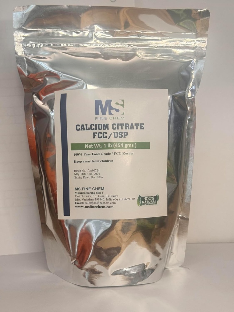 Citrate de calcium en poudre - Supplément de citrate de calcium, Citrate de calcium 1000mg - Sans gluten, 4500mg (1000mg Calcium) par portion - 1 lb