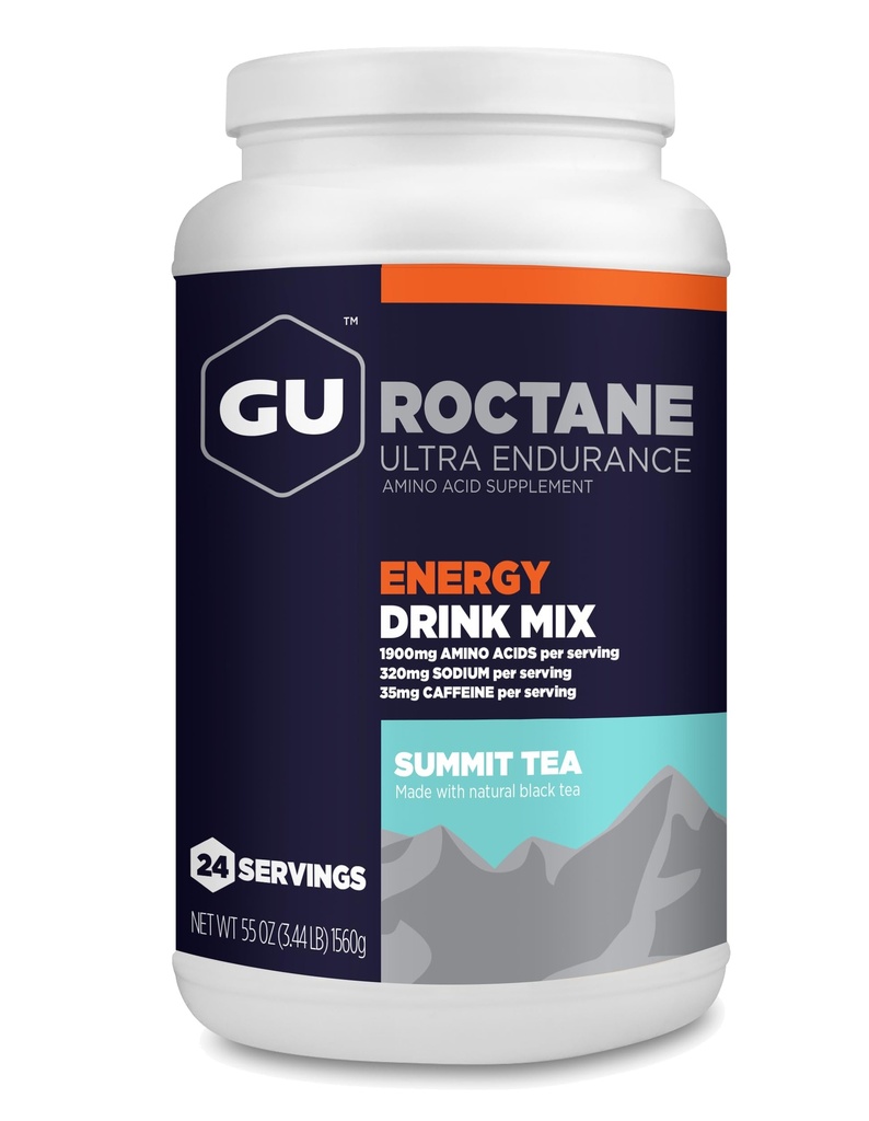 GU Energy Roctane Ultra Endurance Energy Drink Mix, végétalien, sans gluten, casher, 35mg de caféine, et sans lait n-the-Go énergie pour toute séance d'entraînement, 3.44-Pound Jar, Summit Tea