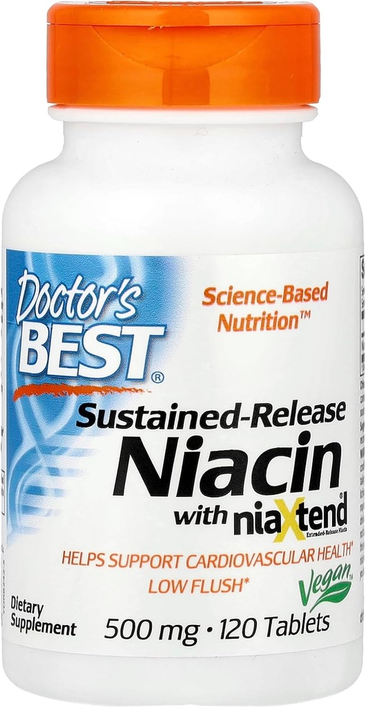 Meilleure libération prolongée de niacine réelle, 500 mg, 120 Nombre