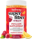 Poudre Super Fibre Bellway + Fruits, Sans Sucre Psyllium Bio Poudre Poudre Fibre Supplément pour la régularité, le dégel et la santé digestive, à base végétale, citron framboise (50 portions)