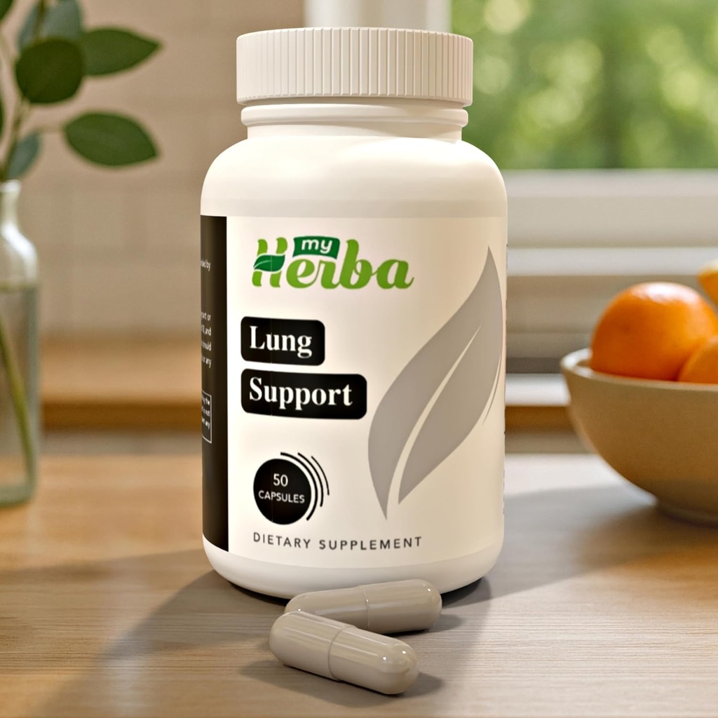 Supplément de soutien pulmonaire - Formule végétalienne avec racine de marshmallow, Chlorella, Ginkgo Biloba Leaf, Irish Sea Moss & PAU D-Arco - Deep Lung Cleanse, Detox et Immune Support pour adultes, 50 Capsules