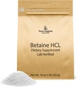 PURE ORIGINAL INGRÉDIENTS Betaine HCL 1 lb, Pas d'additifs ou de charges, Supplément vérifié en laboratoire