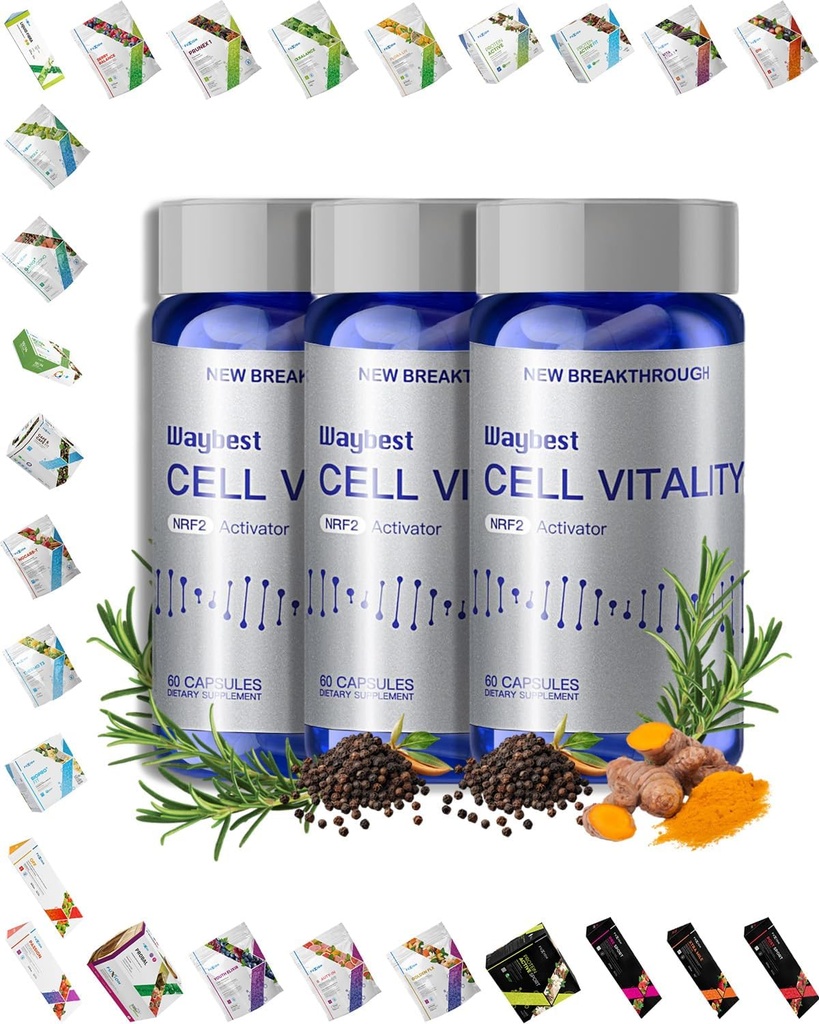 Oxidative Stress Relief Formula by Waybest Cell Vitality NRF2 Activator (180 Vegan Capsules),Nutritional Antioxidant Anti-Aging Health Supplements,Blend of 5 Natural Herbal Phytonutrients Ingredients
