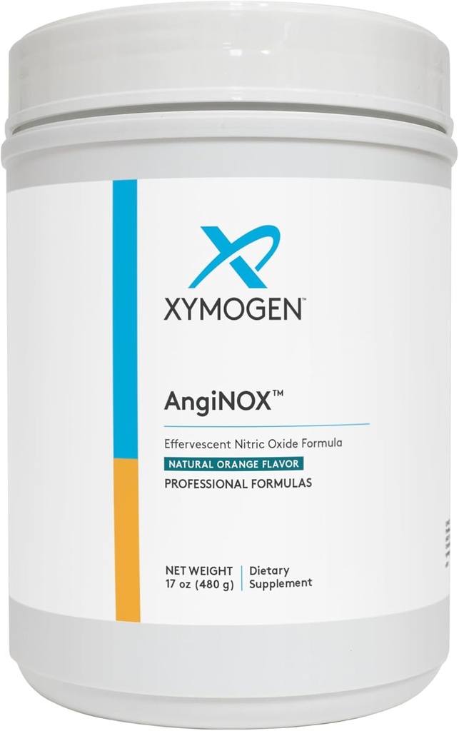 XYMOGEN AngiNOX - Nitric Oxide Support Powder with L-Arginine, L-Citrulline + Quercetin - Supports Athletic Performance, Helps Optimize Flow of Blood + Oxygen - Orange Flavor Drink (17 oz)