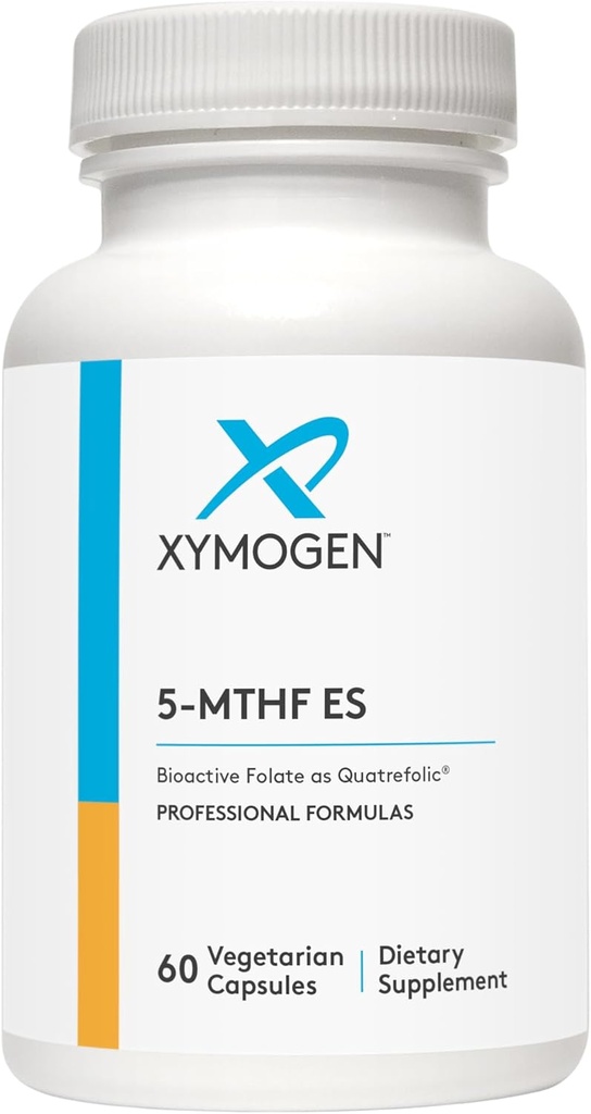 XYMOGEN 5-MTHF ES - 17 000 mcg DFE - Supplément de folate bioactif sous forme de quatrefolic - Soutien de l'humeur, de la cardiovasculaire et de la méthylation - Folate de méthyle de vitamine B sous forme de L (60 capsules)