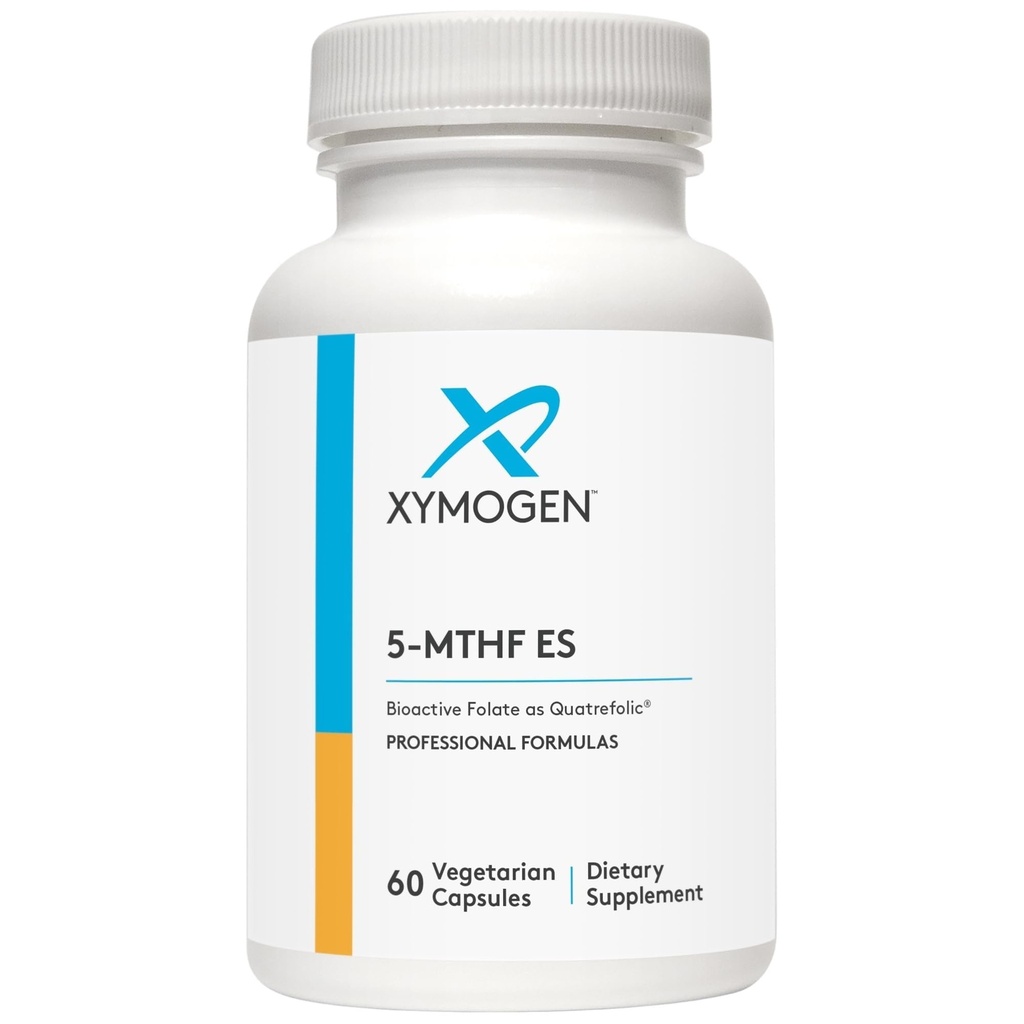 XYMOGEN 5-MTHF ES - 17 000 mcg DFE - Supplément de folate bioactif sous forme de quatrefolic - Soutien de l'humeur, de la cardiovasculaire et de la méthylation - Folate de méthyle de vitamine B sous forme de L (60 capsules)