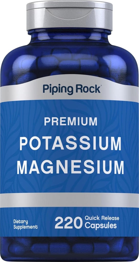 Piping Rock Potassium Supplément Magnésium $ 220 Capsules $ Non-OGM, sans gluten Complexe Premium