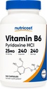 Nutricost Vitamin B6 (Pyridoxine HCl) 25mg, 240 Capsules - Non-GMO, Gluten Free and Vegetarian Friendly