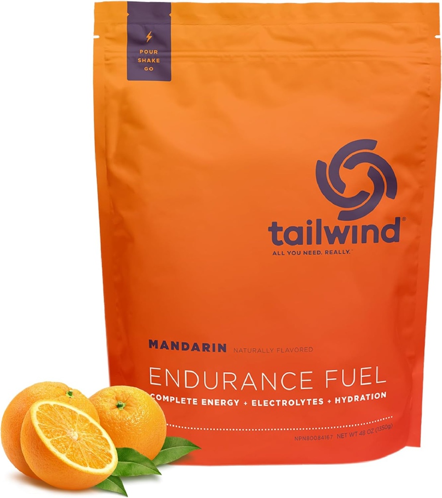 Tailwind Nutrition Endurance Fuel, Carbohydrate & Electrolyte Sports Drink Mix Powder, Gluten-Free, Vegan, Mandarin, 50 Servings