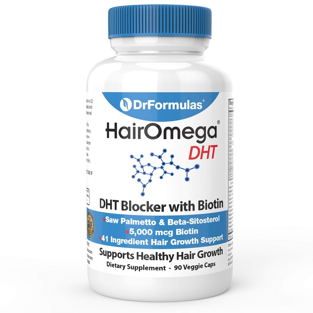 DrFormulas DHT Blocker pour les hommes et les femmes de HairOmega suppléments de croissance des cheveux avancés avec Biotin 5000 mcg