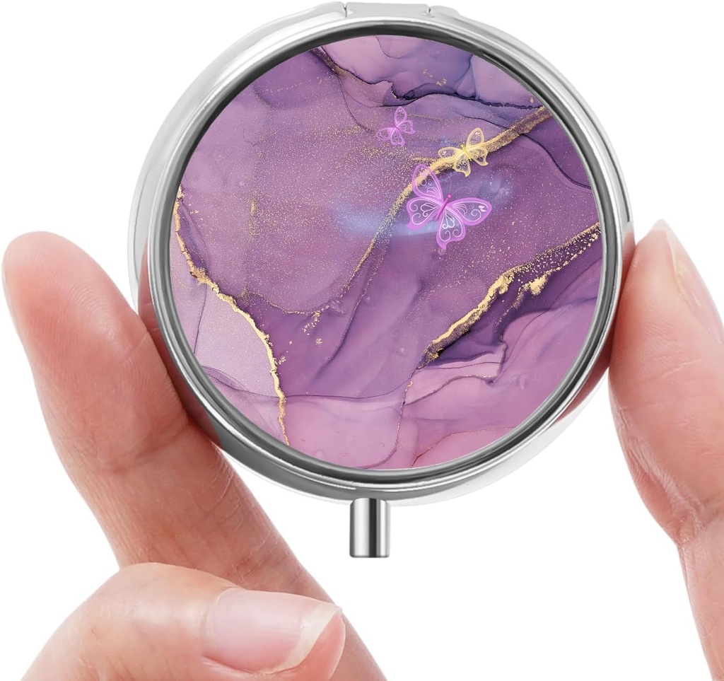 Mini boîte à pilules, petite boîte à pilules, boîte à pilules portative, organisateur de pilules mignons pour les vitamines, les médicaments, l'huile de poisson et les suppléments (marbre à puce)