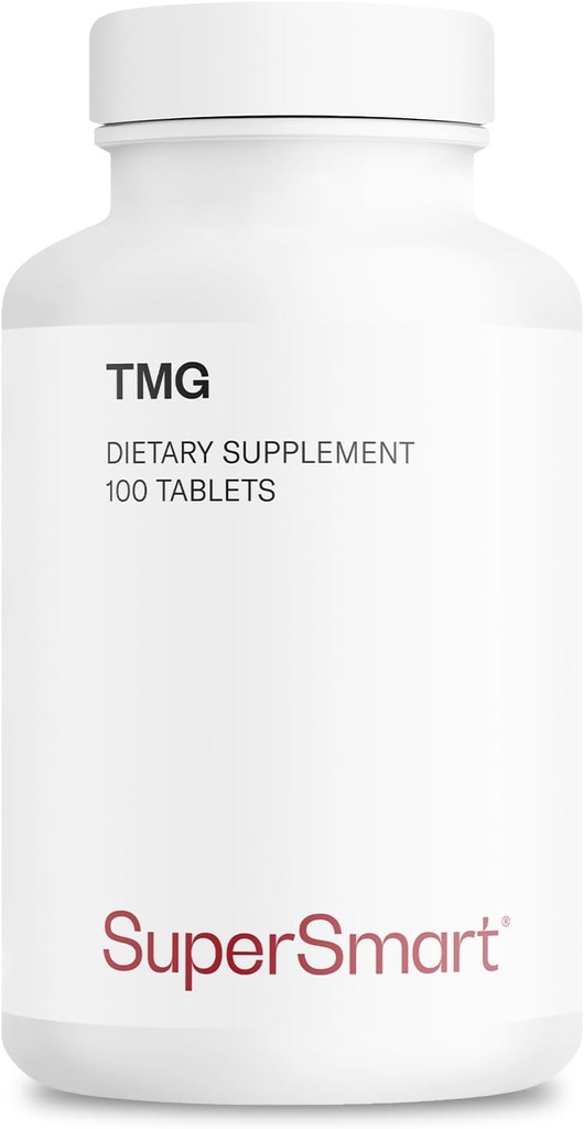 Supersmart TMG 2250mg par jour (haute résistance) - TMG Triméthylglycine - Supplément bétaïne anhydre - Sans OGM et sans gluten - 100 Comprimés