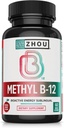 Zhou Méthyl B12 - Supplément de méthyl B-12 pour les femmes et les hommes, Vitamine B12 5000 mcg, Vegan Friendly, Énergie cellulaire et support de la fonction nerveuse, méthylcobalamine - 60 Micro Lozenges