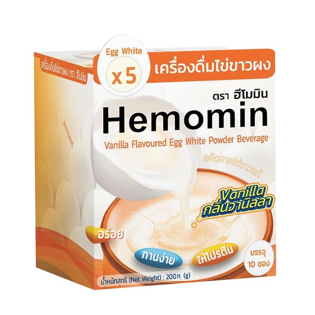 HEMOMIN Vanilla Flavor Egg White Poudre Boissons 200g (10 sachets x 20g)