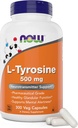 Maintenant Aliments L-Tyrosine 500mg, 300 Capsules - Non OGM - Soutient l'alerte mentale - 500 mg Caps - Supplément de forme libre