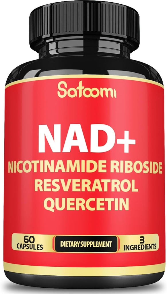 Satoomi NAD Supplement with Nicotinamide Riboside NR, Resveratrol, Quercetin - 60 Count - 30 Days