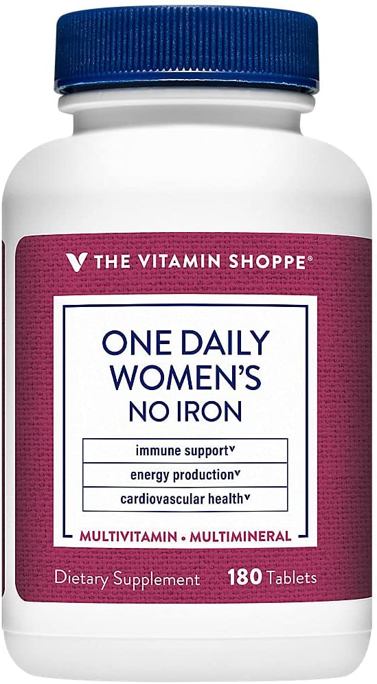 La Vitamine Shoppe Une Multivitamine quotidienne pour femmes sans fer, 2 000 UI Vitamine D3, Supplément multi-minérale, soutient la production d'énergie, soutient la santé cardiovasculaire et immunitaire (180 comprimés)