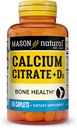 Citrate de calcium naturel Mason plus vitamine D3, 2 mois d'approvisionnement, renforce la fonction musculaire et la santé des os, 60 capsules
