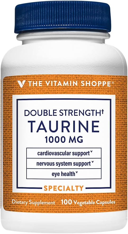 La vitamine Shoppe Taurine double force - Support du système cardiovasculaire et nerveux - 1000 MG (100 capsules végétariennes)
