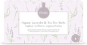 Femallay Huile de lavande biologique et d'arbre à thé Suppositoires de nettoyage vaginal pour l'hygiène, Melts 100% naturels pour soins féminins, parfait pour la sécheresse et plus, 7 Melts individuels scellés + 1 Applicateur