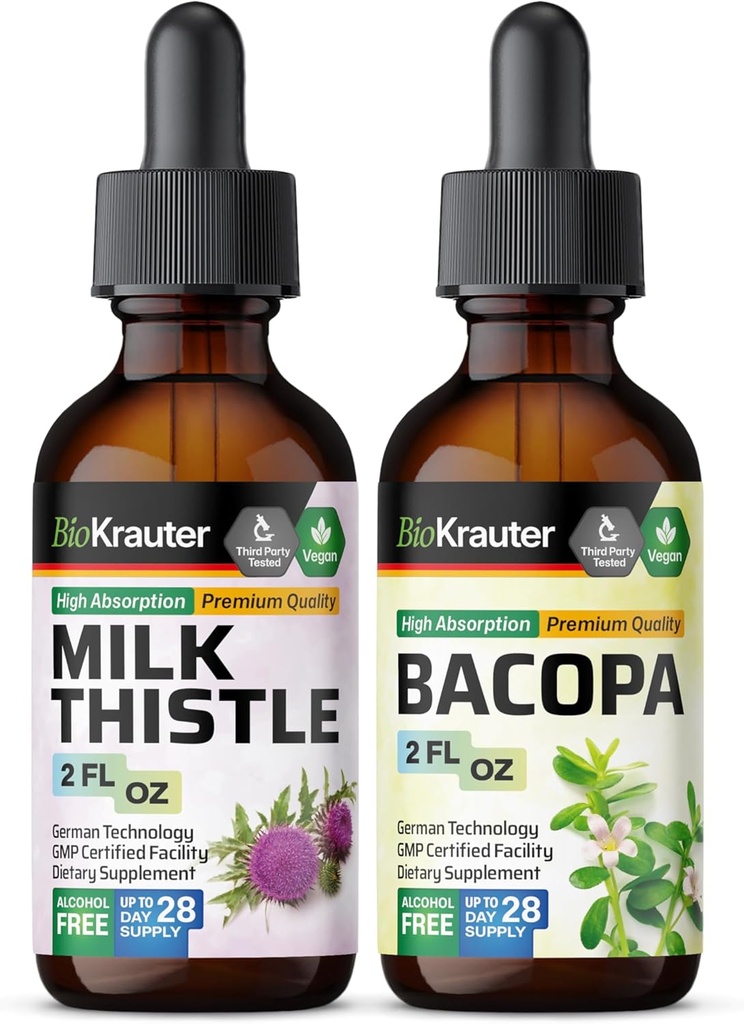 BIO KRAUTTER Thistle de lait Teinture 2 Fl. Oz. & Bacopa Teinture 2 Fl. Oz.