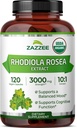 Zazzee USDA Rhodiola biologique 10:1 Exracte, 3000 mg de force, 120 capsules, 4 mois d'approvisionnement, extrait 10X normalisé et concentré, 100% végétarien, extra-résistance, tout naturel et non-OGM