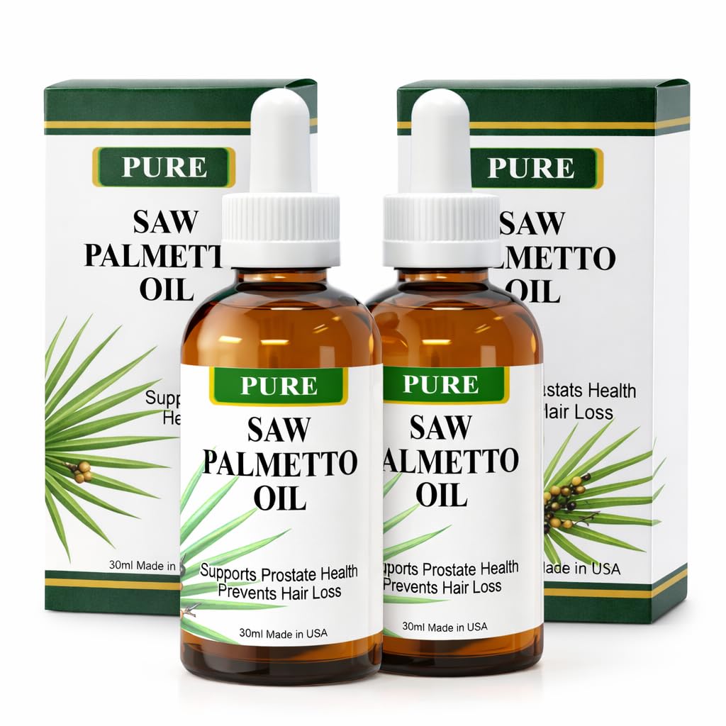 Huile de Palmetto de scie pure – 95-98% Extrait organique concentré – Palmetto de scie liquide pour hommes et femmes – Alternative aux capsules et poudre – 2 Fl Oz