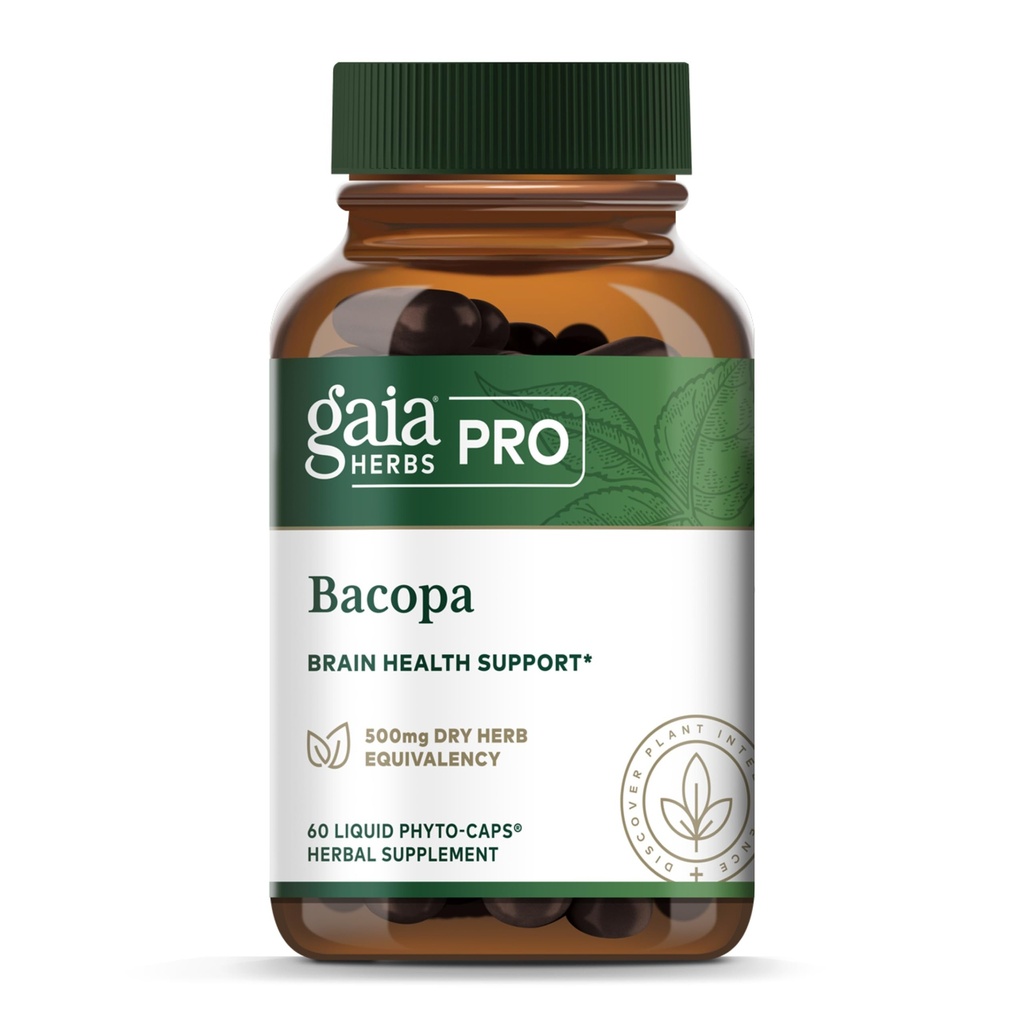GAIA HERBS PRO Bacopa - Santé du cerveau et soutien nootropique - 60 capsules de phytothérapie liquide (30 portions)