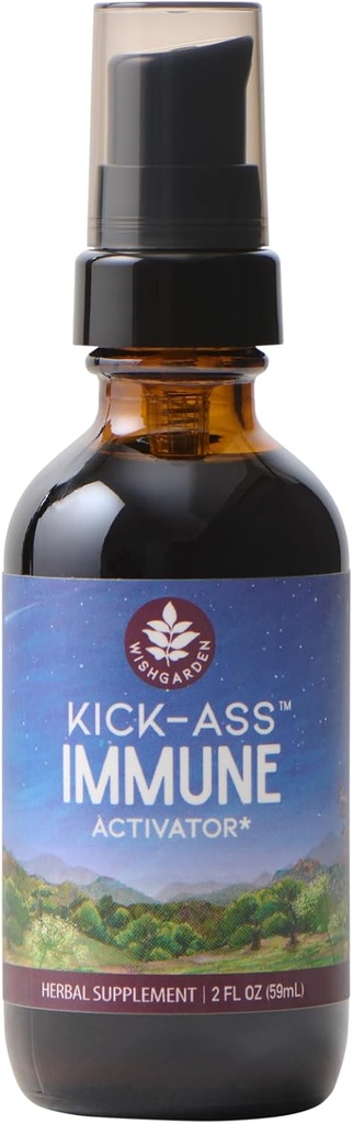 WishJarden Herbs Kick-Ass Immune Activator - Supplément de soutien à l'immunité à base d'herbes pour adultes, booster immunitaire à base de plantes et défense immunitaire w/Echinacea & Goldenseal, formule boost d'immunité rapide, 2oz