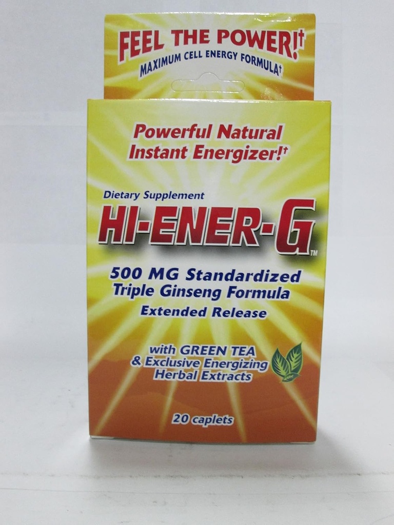 Windmill Produits de santé Caplets de supplément Triple Ginseng Hi-Ener-G, 500 mg, emballages de 20 tasses (paquet de 3)