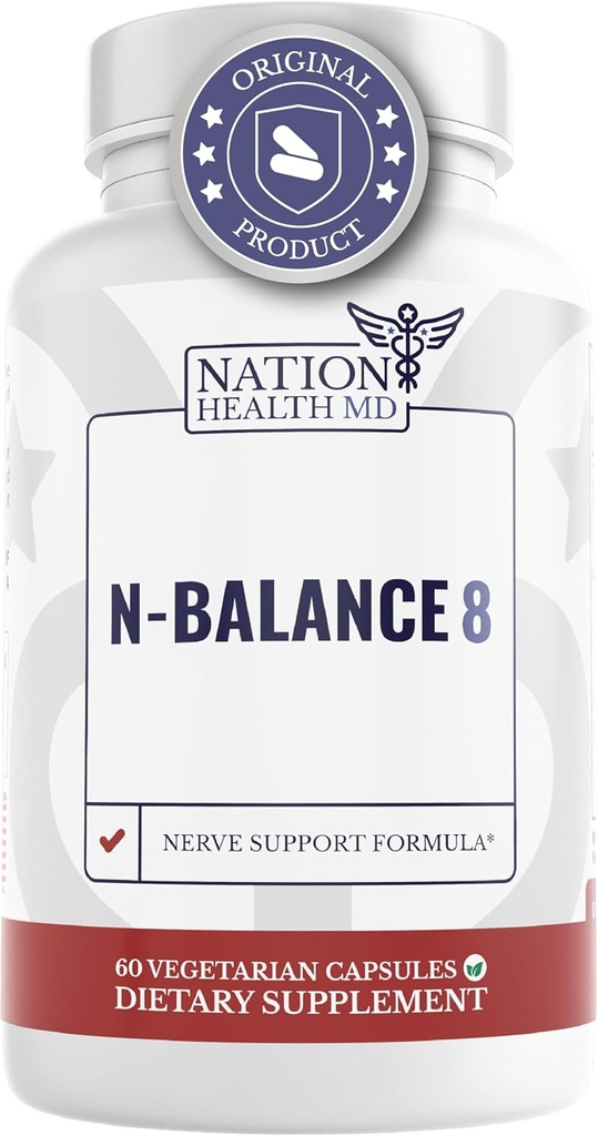 N-Balance8 - Nerve Support Formula - Nerve Support Complement avec Alpha Lipoic Acid, Benfotiamine et ALA - Nerve Health Complements for Men & Women, 60 Capsules
