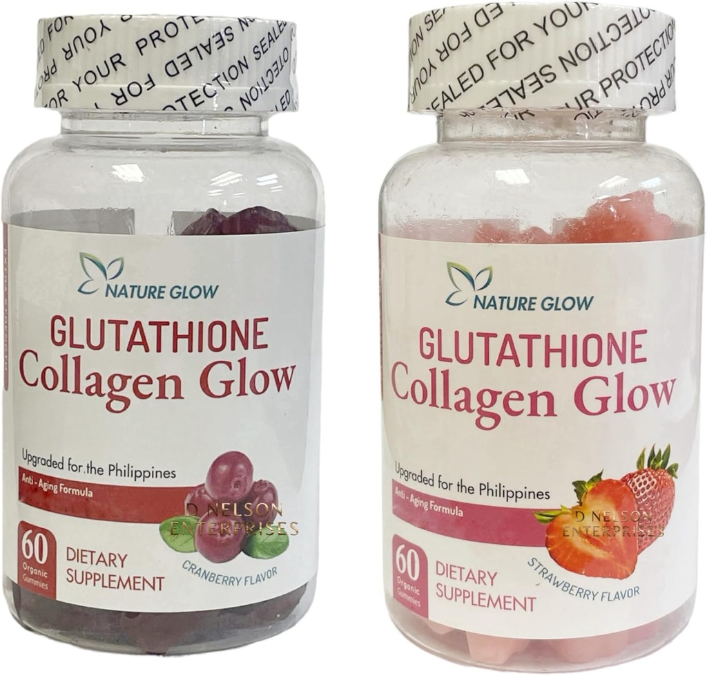 Nature Glow Glutathion Collagen Glow, 60 Gommies à croustilles organiques (Bouteille et canneberge (1 bouteille))