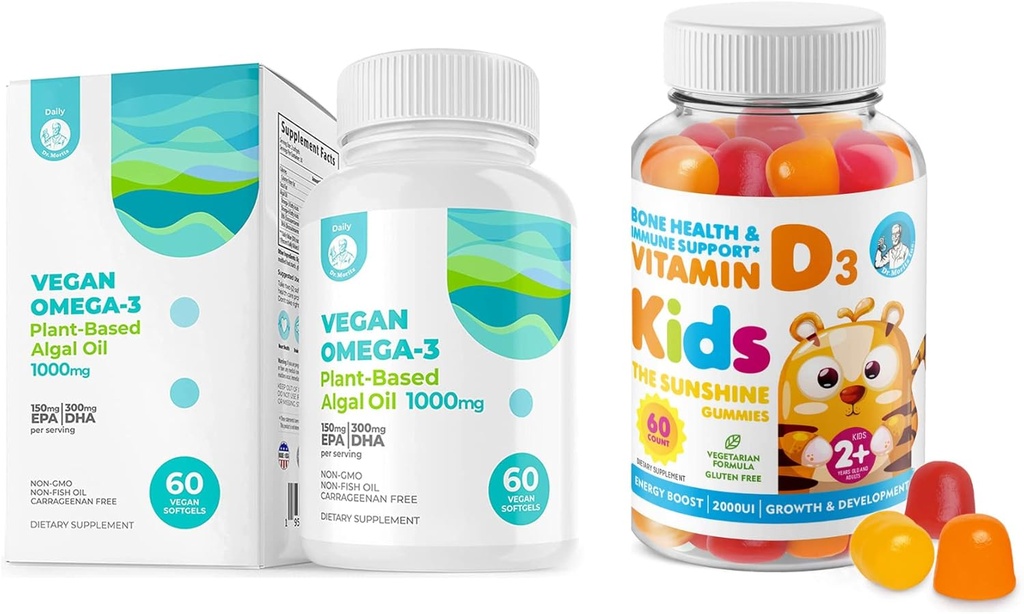 DR. MORITZ Gommies de vitamine D pour les enfants et les adultes et les légumes Omega 3 Softgels