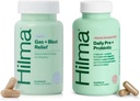 Hilma Healthy Gut & Bloat Support Bundle - Gas & Bloat Relief (50 Capsules Vegan) avec Baume de citron, Fenouil et Feuille de menthe poivrée + Pré et Probiotique quotidien avec des herbes (60 Capsules Vegan) pour un Gut Healthy
