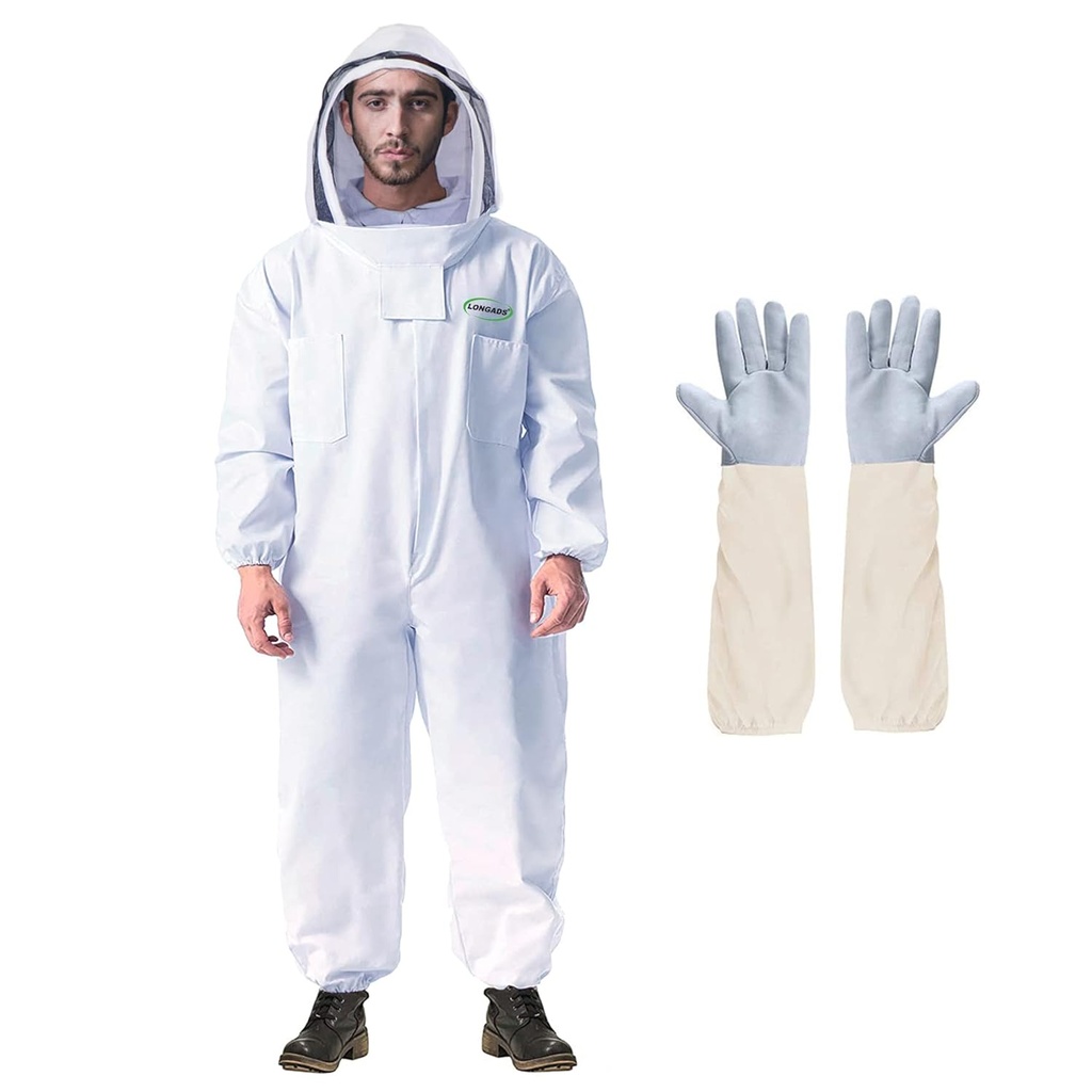 LONGADS Costume d'abeille professionnel pour hommes Femmes, Costume d'apiculture avec Gants & Capuches Ventilées, Outfit d'abeille multi-dimensions pour jardin arrière et gardien d'abeilles pour gardien d'abeilles Costume de Noël