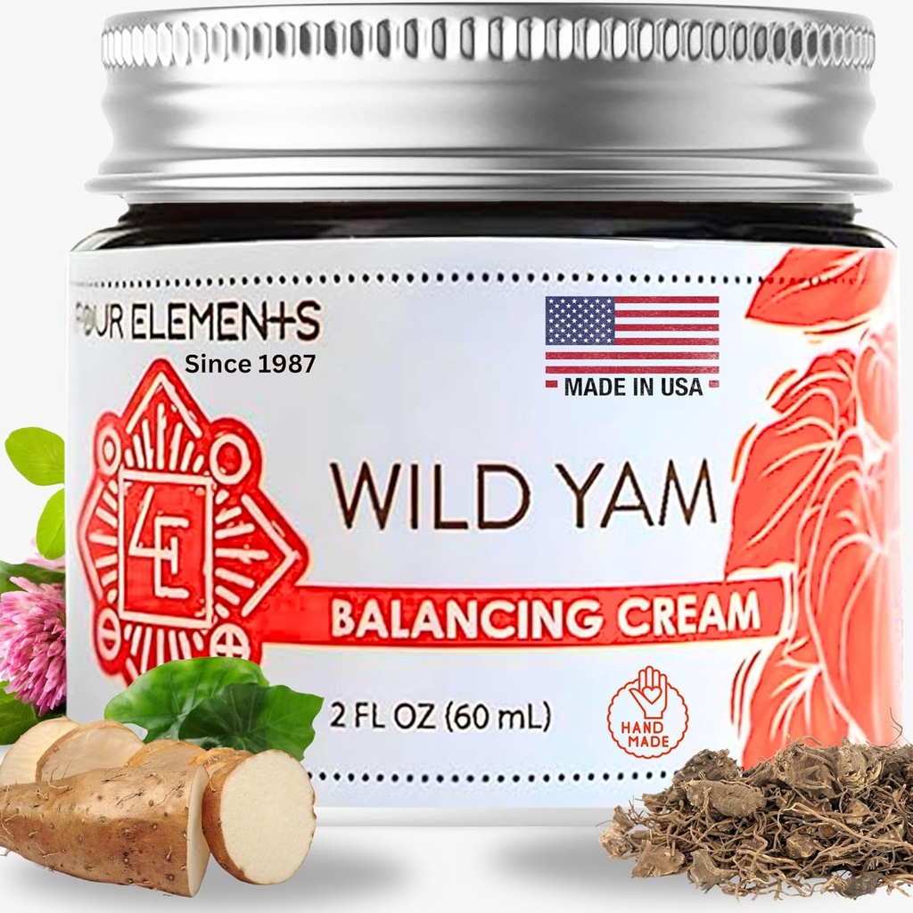 Four Elements 4E Wild Yam Balancing Cream, 2 OZ - 1ère place Lauréat au 2023 International Herb Symposium for Creams and Salves! Fièrement cultivé, fabriqué et emballé à WI, États-Unis.