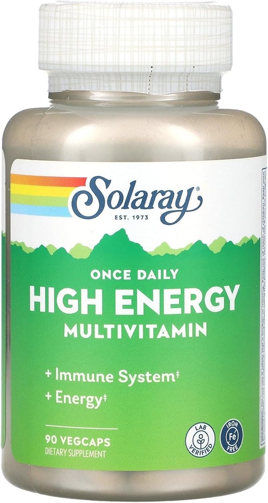 Solaray - Une fois par jour High Energy W/O Iron, 90 capsules