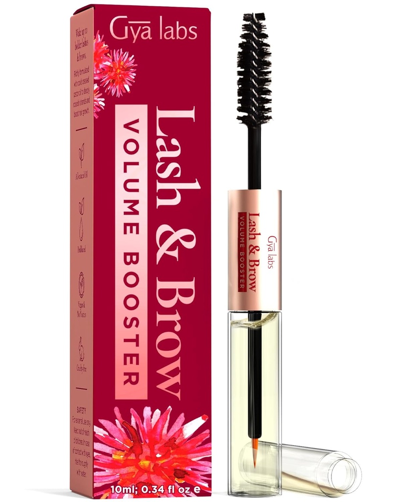 Gya Labs Lash and Brow Oil - 100% huile de ricin naturel biologique pure cils et sourcils Sérum pour cils et sourcils d'apparence plus complète (0.34 Fl Oz)