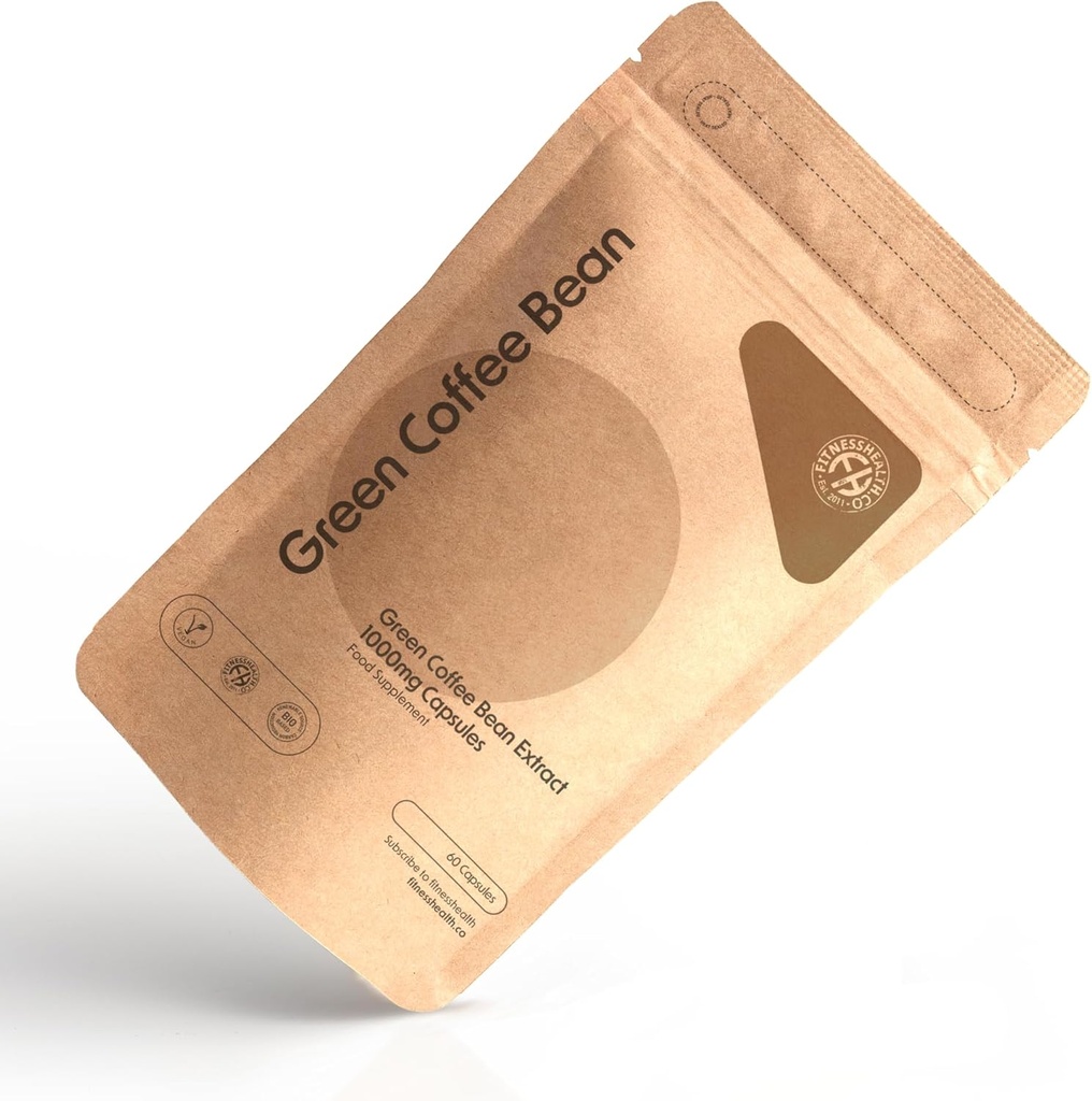 Fitness Health Green Coffee Bean Capsules 1000MG (60 Capsules) - Handpicked and Unroasted Green Coffee Bean Extract - Greens Coffee Supplement - High Strength Green Coffee Capsule