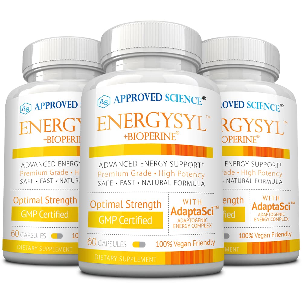 Énergiesyl scientifique approuvée - Sans caféine - avec Adaptogènes, Vitamines B et Bioperine - Approvisionnement de 3 mois - 180 capsules