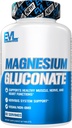 Evlution Nutrition Gluconate de magnésium - Muscle + Nerve + Supplément santé cardiaque - Soutien du système nerveux - Vegan & Non-OGM - 60 portions